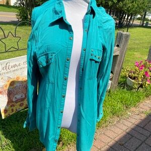 Maurices Vibrant Teal Button Up- Large
